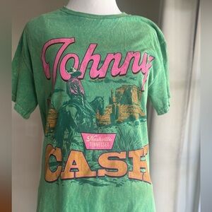 Authentic Johnny Cash Nashville green Graphic T Shirt in size small